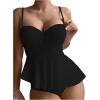 imageSOLY HUX Womens Tankini Set Ruffle Hem High Waisted Bikini Bathing Suits Two Piece SwimsuitSolid Black