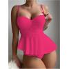 imageSOLY HUX Womens Tankini Set Ruffle Hem High Waisted Bikini Bathing Suits Two Piece SwimsuitSolid Pink