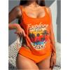 imageSOLY HUX Womens Tankini Set Tropical Print Tankini Swimsuit Sets 2 Piece Bathing Suits SwimwearOrange Graphic