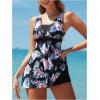 imageSOLY HUX Womens Tankini Swimsuits Tropical Print Two Piece Bathing Suit Tankini Top and Shorts SetBlack Floral Printed