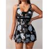imageSOLY HUX Womens Tankini Swimsuits Tropical Print Two Piece Bathing Suit Tankini Top and Shorts SetBlack Tropical