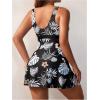 imageSOLY HUX Womens Tankini Swimsuits Tropical Print Two Piece Bathing Suit Tankini Top and Shorts SetBlack Tropical