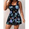 imageSOLY HUX Womens Tankini Swimsuits Tropical Print Two Piece Bathing Suit Tankini Top and Shorts SetMulticoloured Leaf