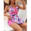 imageSOLY HUX Womens Tankini Swimsuits Tropical Print Two Piece Bathing Suit Tankini Top and Shorts SetPink Floral