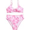 imageSOLY HUX Girls Ditsy Floral Print Bikini Swimsuit Ruffle Trim 2 Piece Bathing Suit BeachwearLight Pink Floral