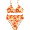 imageSOLY HUX Girls Ditsy Floral Print Bikini Swimsuit Ruffle Trim 2 Piece Bathing Suit BeachwearOrange Floral
