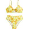 imageSOLY HUX Girls Ditsy Floral Print Bikini Swimsuit Ruffle Trim 2 Piece Bathing Suit BeachwearYellow Flowers