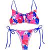 imageSOLY HUX Womens Floral Print Tie Front String Bikini Bathing Suit 2 Piece SwimsuitsRoyal Blue Floral