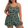 imageSOLY HUX Womens Plus Size Cute Cartoon Print Pajama Set Cami Top and Shorts Lounge SleepwearArmy Green Heart