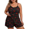 imageSOLY HUX Womens Plus Size Cute Cartoon Print Pajama Set Cami Top and Shorts Lounge SleepwearBlack Heart