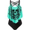 imageSOLY HUX Womens Plus Size Swimsuit Skull Print Criss Cross Ruffle Bikini Tankini Two Piece Bathing SuitMulti Skull