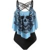 imageSOLY HUX Womens Plus Size Swimsuit Skull Print Criss Cross Ruffle Bikini Tankini Two Piece Bathing SuitMulticoloured Skull