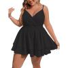 imageSOLY HUX Womens Plus Size V Neck Wrap Cami Romper Layered Ruffle Hem Short Jumpsuit OutfitsSolid Black