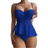 imageSOLY HUX Womens Tankini Set Ruffle Hem High Waisted Bikini Bathing Suits Two Piece SwimsuitPlain Royal Blue