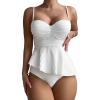 imageSOLY HUX Womens Tankini Set Ruffle Hem High Waisted Bikini Bathing Suits Two Piece SwimsuitPure White