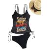 imageSOLY HUX Womens Tankini Set Tropical Print Tankini Swimsuit Sets 2 Piece Bathing Suits SwimwearBlack Graphic