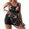 imageSOLY HUX Womens Tankini Swimsuits Tropical Print Two Piece Bathing Suit Tankini Top and Shorts SetBlack Floral Print