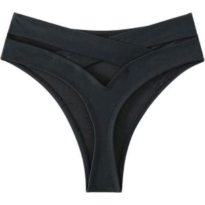 imageSOLY HUX Bikini Bottoms for Women Criss Cross Cut Out Back Thong Swimsuit BeachwearSolid Black