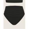 imageSOLY HUX Bathing Suit for Women One Shoulder Ruched High Waisted Bikini Sets Two Piece SwimsuitPlain Black