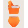 imageSOLY HUX Bathing Suit for Women One Shoulder Ruched High Waisted Bikini Sets Two Piece SwimsuitSolid Orange