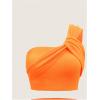 imageSOLY HUX Bathing Suit for Women One Shoulder Ruched High Waisted Bikini Sets Two Piece SwimsuitSolid Orange