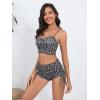 imageSOLY HUX Bikini Sets for Women Floral Print Top and Drawstring Side Shorts Bikini Bathing Suits 2 Piece SwimsuitBlack Floral
