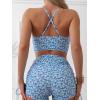 imageSOLY HUX Bikini Sets for Women Floral Print Top and Drawstring Side Shorts Bikini Bathing Suits 2 Piece SwimsuitBlue Ditsy Floral