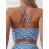 imageSOLY HUX Bikini Sets for Women Floral Print Top and Drawstring Side Shorts Bikini Bathing Suits 2 Piece SwimsuitBlue Ditsy Floral