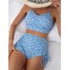 imageSOLY HUX Bikini Sets for Women Floral Print Top and Drawstring Side Shorts Bikini Bathing Suits 2 Piece SwimsuitBlue Ditsy Floral