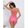 imageSOLY HUX Bikini Sets for Women Floral Print Top and Drawstring Side Shorts Bikini Bathing Suits 2 Piece SwimsuitHotpink Floral