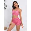 imageSOLY HUX Bikini Sets for Women Floral Print Top and Drawstring Side Shorts Bikini Bathing Suits 2 Piece SwimsuitHotpink Floral