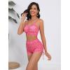 imageSOLY HUX Bikini Sets for Women Floral Print Top and Drawstring Side Shorts Bikini Bathing Suits 2 Piece SwimsuitHotpink Floral
