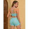 imageSOLY HUX Bikini Sets for Women Floral Print Top and Drawstring Side Shorts Bikini Bathing Suits 2 Piece SwimsuitMint Green Floral