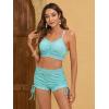imageSOLY HUX Bikini Sets for Women Floral Print Top and Drawstring Side Shorts Bikini Bathing Suits 2 Piece SwimsuitMint Green Floral
