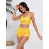 imageSOLY HUX Bikini Sets for Women Floral Print Top and Drawstring Side Shorts Bikini Bathing Suits 2 Piece SwimsuitYellow Floral