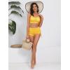 imageSOLY HUX Bikini Sets for Women Floral Print Top and Drawstring Side Shorts Bikini Bathing Suits 2 Piece SwimsuitYellow Floral