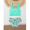imageSOLY HUX Girls 2 Piece Swimsuit Floral Print Ruffle Trim Bikini Set Bathing SuitsGreen Tropical