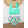 imageSOLY HUX Girls 2 Piece Swimsuit Floral Print Ruffle Trim Bikini Set Bathing SuitsGreen Tropical