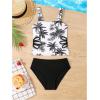 imageSOLY HUX Girls Swimsuits Tropical Print Cutout Tankini Set 2 Piece Summer Bathing SuitsBlack and White