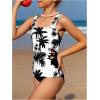 imageSOLY HUX Girls Swimsuits Tropical Print Cutout Tankini Set 2 Piece Summer Bathing SuitsBlack and White