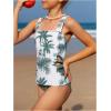 imageSOLY HUX Girls Swimsuits Tropical Print Cutout Tankini Set 2 Piece Summer Bathing SuitsGreen and White