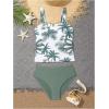 imageSOLY HUX Girls Swimsuits Tropical Print Cutout Tankini Set 2 Piece Summer Bathing SuitsGreen and White