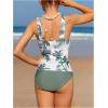 imageSOLY HUX Girls Swimsuits Tropical Print Cutout Tankini Set 2 Piece Summer Bathing SuitsGreen and White