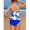 imageSOLY HUX Girls Swimsuits Tropical Print Cutout Tankini Set 2 Piece Summer Bathing SuitsRoyal Blue and White