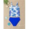 imageSOLY HUX Girls Swimsuits Tropical Print Cutout Tankini Set 2 Piece Summer Bathing SuitsRoyal Blue and White