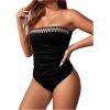 imageSOLY HUX Tankini Swimsuits for Women Chevron Print Bandeau Bikini Two Piece Bathing SuitsBlack Chevron