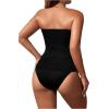 imageSOLY HUX Tankini Swimsuits for Women Chevron Print Bandeau Bikini Two Piece Bathing SuitsBlack Chevron