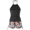 imageSOLY HUX Tankini Swimsuits for Women Floral Print Bathing Suit Drawstring Halter Tops and Shorts Two Piece SwimsuitBlack Floral