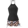 imageSOLY HUX Tankini Swimsuits for Women Floral Print Bathing Suit Drawstring Halter Tops and Shorts Two Piece SwimsuitBlack Floral