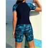 imageSOLY HUX Tankini Swimsuits for Women Tropical Print Short Sleeve Rash Guard Swim Shirt with Shorts Two Piece Bathing SuitMulticoloured Tropical